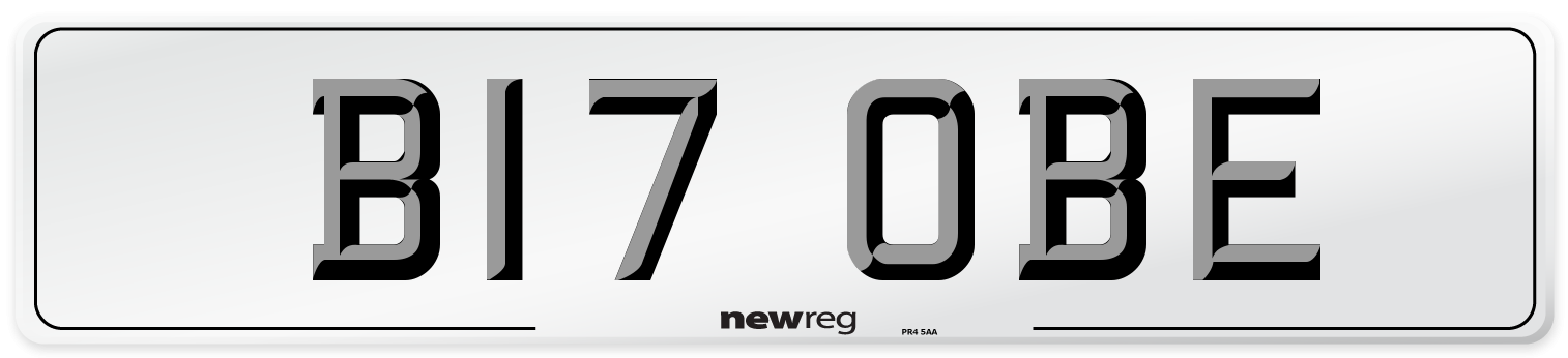 B17 OBE Number Plate from New Reg